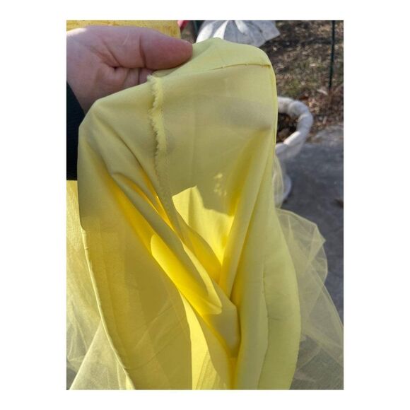 1950s Yellow Formal Dress Matching Bolero Lace Tulle Prom Wedding - Picture 13 of 16